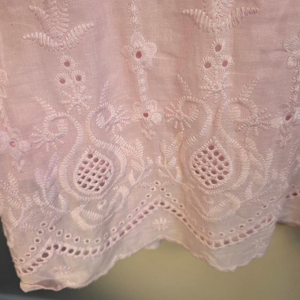 NWT Roaman's Pink Cotton Eyelet Lace Dress Womens 22W Boho Embroidered Cottageco - Picture 5 of 13